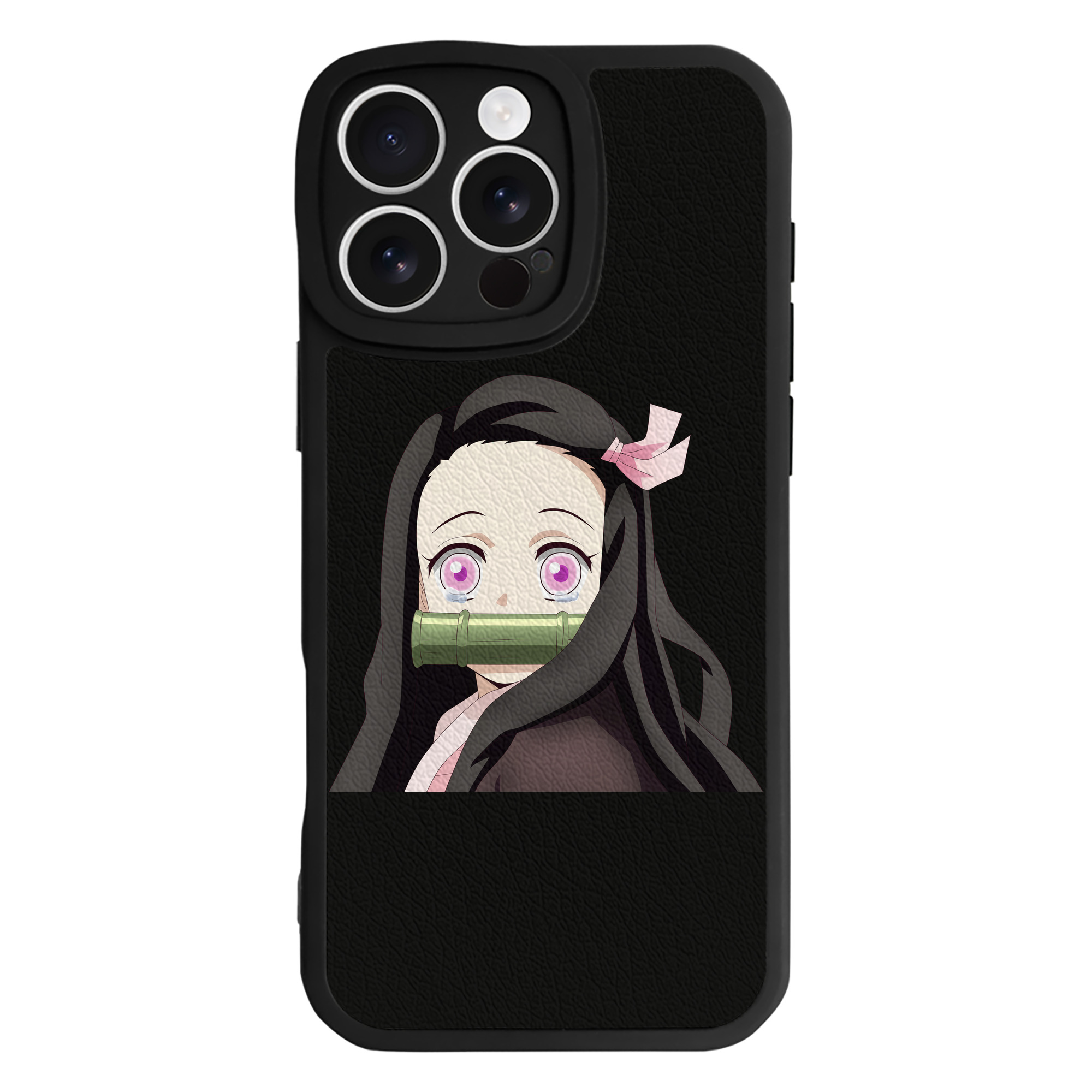 （画像用） 鬼滅の刃（きめつのやいば）竈門 禰󠄀豆子／かまど ねずこ Kamado Nezuko 【iPhone 16シリーズ対応】シリコンスマホケース（レザー調） 材質：シリコン